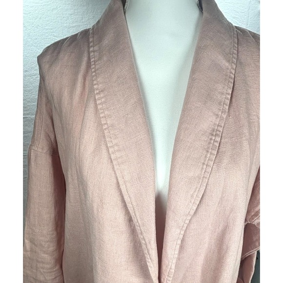 EILEEN FISHER 100% Linen Kimono Jacket Cardigan Pink Lagenlook Layer Women's L - Picture 5 of 9